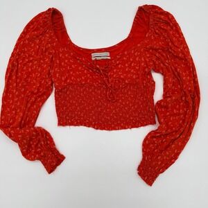 Urban Outfitters Red Floral Crop Top